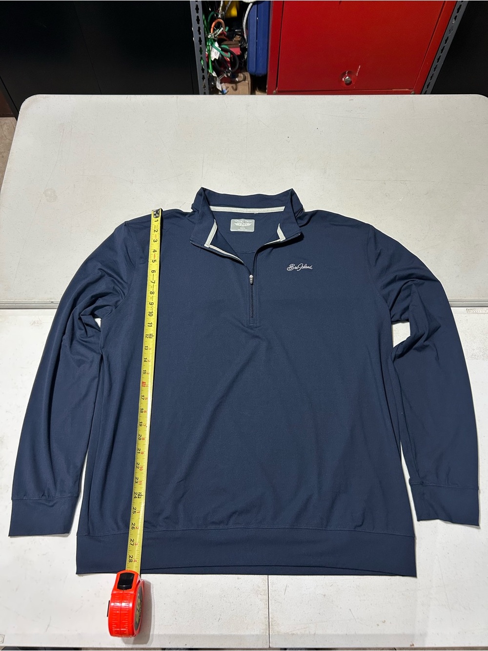 Straight Down Performance Navy Blue Sea Island 1/4 Zip Sweater Men’s Size XXL